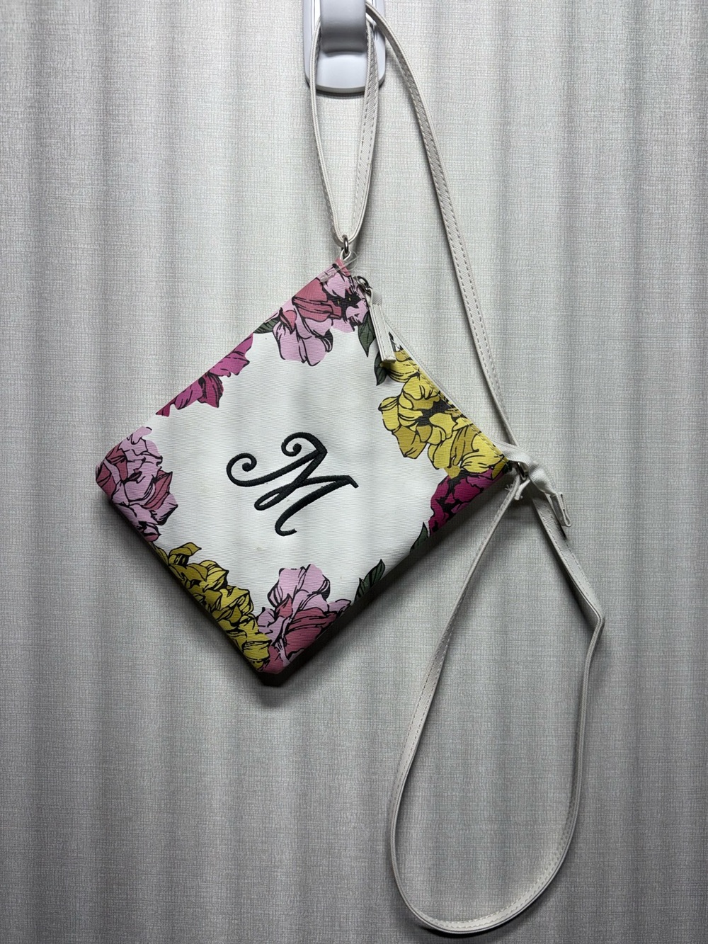 Chateau INT Floral Wristlet Clutch in White with Pink & Yellow Flowers